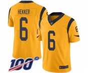 Men's Los Angeles Rams #6 Johnny Hekker Limited Gold Rush Vapor Untouchable 100th Season Football Jersey