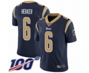 Men's Los Angeles Rams #6 Johnny Hekker Navy Blue Team Color Vapor Untouchable Limited Player 100th Season Football Jersey