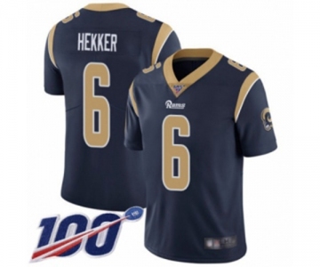 Men's Los Angeles Rams #6 Johnny Hekker Navy Blue Team Color Vapor Untouchable Limited Player 100th Season Football Jersey