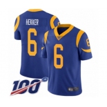 Men's Los Angeles Rams #6 Johnny Hekker Royal Blue Alternate Vapor Untouchable Limited Player 100th Season Football Jersey