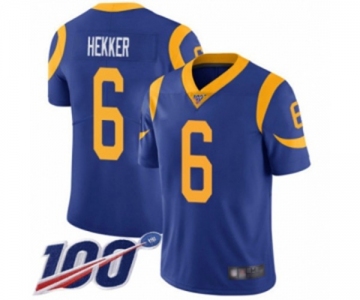 Men's Los Angeles Rams #6 Johnny Hekker Royal Blue Alternate Vapor Untouchable Limited Player 100th Season Football Jersey