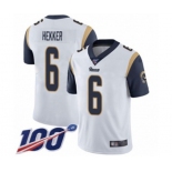 Men's Los Angeles Rams #6 Johnny Hekker White Vapor Untouchable Limited Player 100th Season Football Jersey