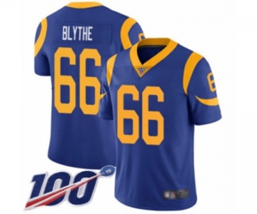 Men's Los Angeles Rams #66 Austin Blythe Royal Blue Alternate Vapor Untouchable Limited Player 100th Season Football Jersey