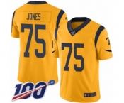 Men's Los Angeles Rams #75 Deacon Jones Limited Gold Rush Vapor Untouchable 100th Season Football Jersey