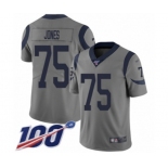 Men's Los Angeles Rams #75 Deacon Jones Limited Gray Inverted Legend 100th Season Football Jersey