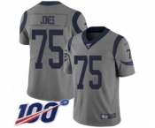 Men's Los Angeles Rams #75 Deacon Jones Limited Gray Inverted Legend 100th Season Football Jersey