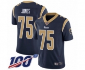 Men's Los Angeles Rams #75 Deacon Jones Navy Blue Team Color Vapor Untouchable Limited Player 100th Season Football Jersey