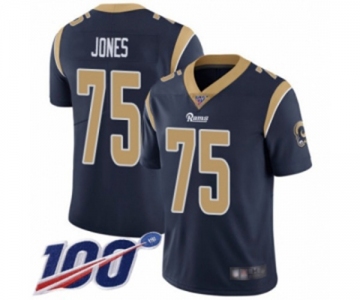 Men's Los Angeles Rams #75 Deacon Jones Navy Blue Team Color Vapor Untouchable Limited Player 100th Season Football Jersey