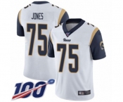 Men's Los Angeles Rams #75 Deacon Jones White Vapor Untouchable Limited Player 100th Season Football Jersey