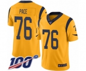 Men's Los Angeles Rams #76 Orlando Pace Limited Gold Rush Vapor Untouchable 100th Season Football Jersey