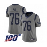 Men's Los Angeles Rams #76 Orlando Pace Limited Gray Inverted Legend 100th Season Football Jersey