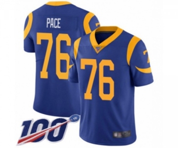 Men's Los Angeles Rams #76 Orlando Pace Royal Blue Alternate Vapor Untouchable Limited Player 100th Season Football Jersey