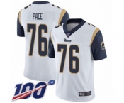 Men's Los Angeles Rams #76 Orlando Pace White Vapor Untouchable Limited Player 100th Season Football Jersey