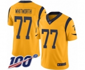 Men's Los Angeles Rams #77 Andrew Whitworth Limited Gold Rush Vapor Untouchable 100th Season Football Jersey