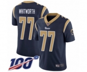 Men's Los Angeles Rams #77 Andrew Whitworth Navy Blue Team Color Vapor Untouchable Limited Player 100th Season Football Jersey