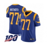 Men's Los Angeles Rams #77 Andrew Whitworth Royal Blue Alternate Vapor Untouchable Limited Player 100th Season Football Jersey