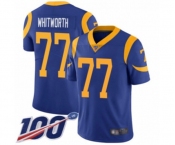 Men's Los Angeles Rams #77 Andrew Whitworth Royal Blue Alternate Vapor Untouchable Limited Player 100th Season Football Jersey