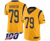 Men's Los Angeles Rams #79 Rob Havenstein Limited Gold Rush Vapor Untouchable 100th Season Football Jersey