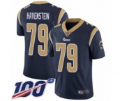 Men's Los Angeles Rams #79 Rob Havenstein Navy Blue Team Color Vapor Untouchable Limited Player 100th Season Football Jersey