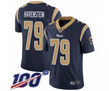 Men's Los Angeles Rams #79 Rob Havenstein Navy Blue Team Color Vapor Untouchable Limited Player 100th Season Football Jersey