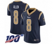 Men's Los Angeles Rams #8 Brandon Allen Navy Blue Team Color Vapor Untouchable Limited Player 100th Season Football Jersey