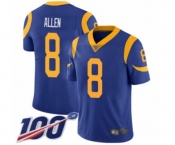 Men's Los Angeles Rams #8 Brandon Allen Royal Blue Alternate Vapor Untouchable Limited Player 100th Season Football Jersey