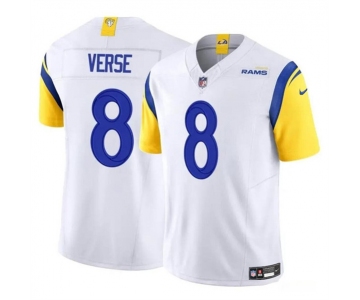 Men's Los Angeles Rams #8 Jared Verse White 2024 Draft F.U.S.E. Vapor Untouchable Football Stitched Jersey