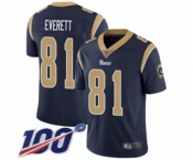 Men's Los Angeles Rams #81 Gerald Everett Navy Blue Team Color Vapor Untouchable Limited Player 100th Season Football Jersey