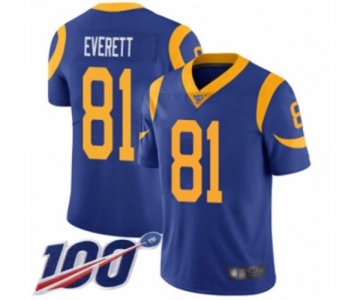 Men's Los Angeles Rams #81 Gerald Everett Royal Blue Alternate Vapor Untouchable Limited Player 100th Season Football Jersey