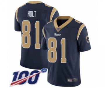 Men's Los Angeles Rams #81 Torry Holt Navy Blue Team Color Vapor Untouchable Limited Player 100th Season Football Jersey