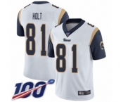 Men's Los Angeles Rams #81 Torry Holt White Vapor Untouchable Limited Player 100th Season Football Jersey