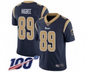 Men's Los Angeles Rams #89 Tyler Higbee Navy Blue Team Color Vapor Untouchable Limited Player 100th Season Football Jersey