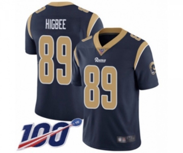 Men's Los Angeles Rams #89 Tyler Higbee Navy Blue Team Color Vapor Untouchable Limited Player 100th Season Football Jersey