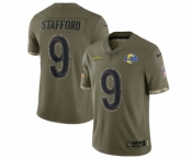 Men's Los Angeles Rams #9 Matthew Stafford 2022 Olive Salute To Service Limited Stitched Jersey