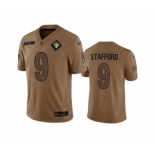 Men's Los Angeles Rams #9 Matthew Stafford 2023 Brown Salute To Service Limited Football Stitched Jersey