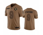 Men's Los Angeles Rams #9 Matthew Stafford 2023 Brown Salute To Service Limited Football Stitched Jersey