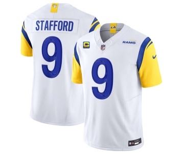 Men's Los Angeles Rams #9 Matthew Stafford White 2023 F.U.S.E. With 4-Star C Patch Vapor Untouchable Limited Football Stitched Jersey