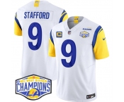 Men's Los Angeles Rams #9 Matthew Stafford White 2024 NFC West Champions With 4-Star C Patch F.U.S.E. Vapor Untouchable Stitched Football Jersey