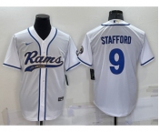 Men's Los Angeles Rams #9 Matthew Stafford White Stitched Cool Base Nike Baseball Jersey