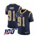 Men's Los Angeles Rams #91 Greg Gaines Navy Blue Team Color Vapor Untouchable Limited Player 100th Season Football Jersey