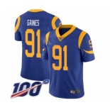 Men's Los Angeles Rams #91 Greg Gaines Royal Blue Alternate Vapor Untouchable Limited Player 100th Season Football Jersey