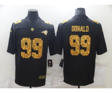 Men's Los Angeles Rams #99 Aaron Donald 2020 Black Leopard Print Fashion Limited Football Stitched Jersey