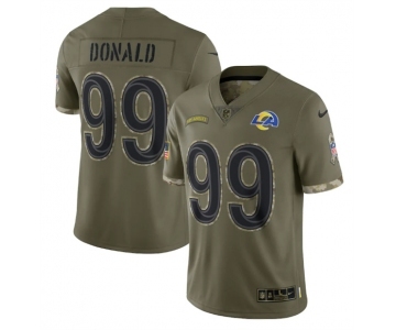 Men's Los Angeles Rams #99 Aaron Donald 2022 Olive Salute To Service Limited Stitched Jersey