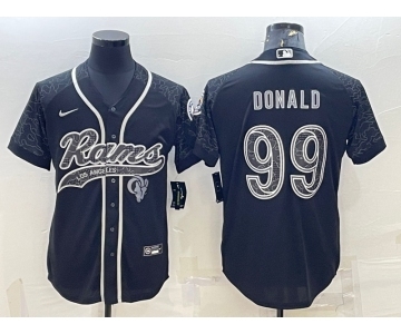 Men's Los Angeles Rams #99 Aaron Donald Black Reflective With Patch Cool Base Stitched Baseball Jersey