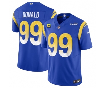 Men's Los Angeles Rams #99 Aaron Donald Blue 2023 F.U.S.E. With 4-Star C Patch Vapor Vapor Limited Football Stitched Jersey