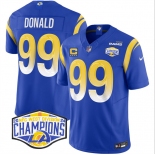 Men's Los Angeles Rams #99 Aaron Donald Blue 2024 NFC West Champions With 4-Star C Patch F.U.S.E. Vapor Untouchable Stitched Football Jersey