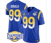 Men's Los Angeles Rams #99 Aaron Donald Blue 2024 NFC West Champions With 4-Star C Patch F.U.S.E. Vapor Untouchable Stitched Football Jersey