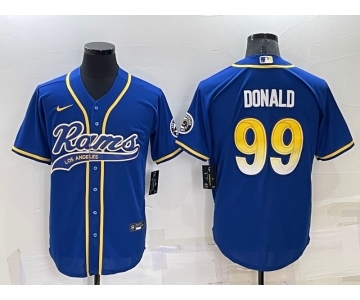 Men's Los Angeles Rams #99 Aaron Donald Blue Stitched Cool Base Nike Baseball Jersey