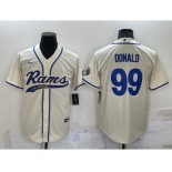 Men's Los Angeles Rams #99 Aaron Donald Cream Stitched Cool Base Nike Baseball Jersey