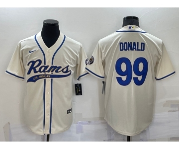 Men's Los Angeles Rams #99 Aaron Donald Cream Stitched Cool Base Nike Baseball Jersey